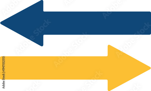 Free Download Two Way Horizontal Arrow Icons Set in Blue and Yellow Colors, Left and Right Direction Navigation Symbols Vector Illustration - GFXLoad