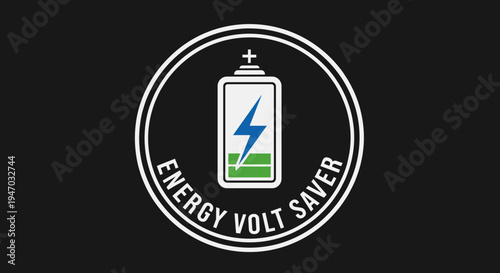 Energy volt saver battery logo icon.