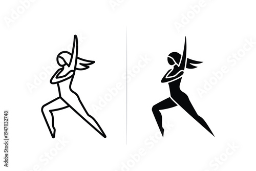 Dynamic Dancer Icon Set: Silhouette and Line Art Figures in Motion