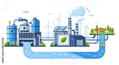 Sustainable Water and Energy Infrastructure: Industrial Facilities, Renewable Sources, and Residential Supply