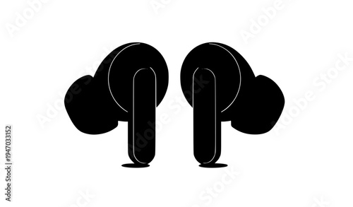 Wireless Earbuds Icon with Modern True Wireless Stereo Earphones Symbol for Audio Technology, Music Listening, Mobile Accessories and Sound Device Design