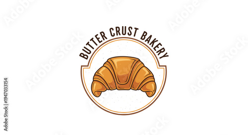 Golden Croissant Pastry Bakery Logo Design.