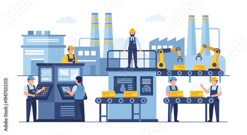 Industry 4.0 Automated Factory: Workers and Robots Collaborating on an Efficient Production Line