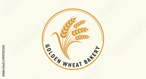 Golden wheat bakery logo emblem.