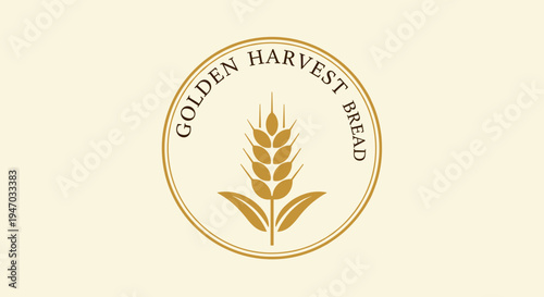 Golden wheat logo on cream background.