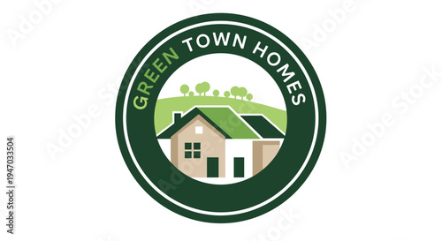 Green Town Homes logo emblem house.