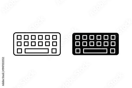 Simple Keyboard Icon - Outline and Solid Black for Typing