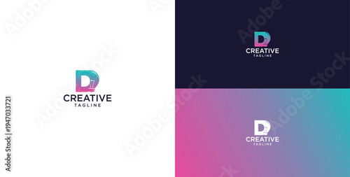 smart bulb logo icon. bulb logo technology. initial logo design D