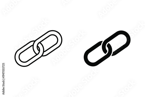 Black and White Chain Links Vector Icon Set - Symbolizing Connection and Strength