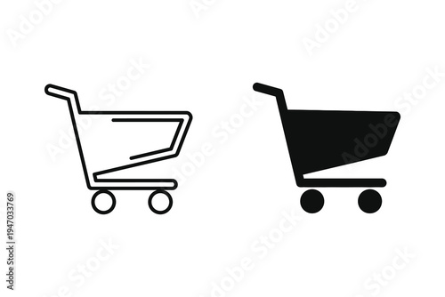 Shopping Cart Icons: E-commerce and Retail Symbols for Online Shopping and Purchases
