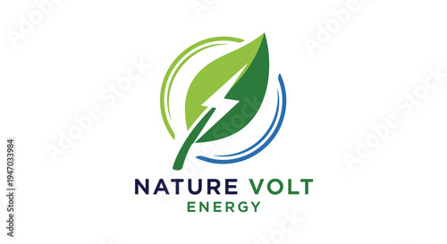 Nature Volt Energy Green Leaf Logo.