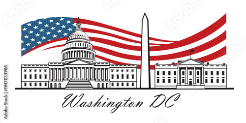 Capitol buiding, Monument and White House in Washington DC