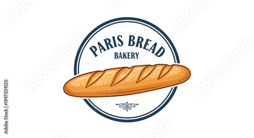 Paris Bread Bakery French Baguette Logo.