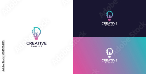 smart bulb logo icon. bulb logo technology. initial logo design D