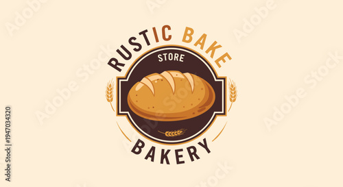 Rustic bread bakery store logo emblem.