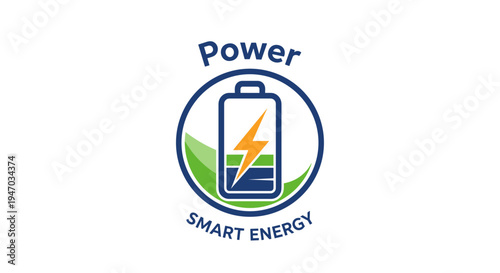 Smart energy battery power logo icon.