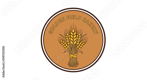 Wheat bundle emblem with golden color.
