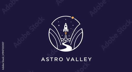 White rocket ship logo design.