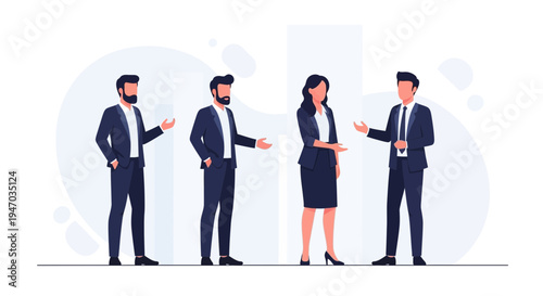 Business Team Meeting: Diverse professionals discussing ideas in a modern office setting.