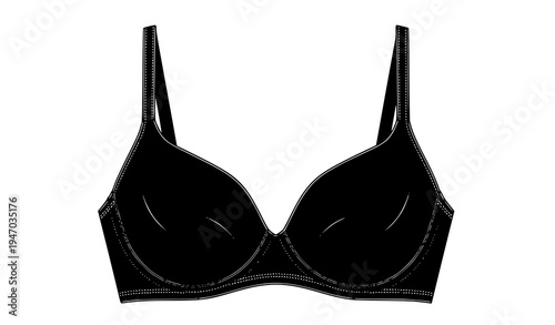 Women Bra Lingerie Silhouette Isolated Vector Illustration for Underwear Fashion Design, Intimate Apparel Catalog, Clothing Branding, Boutique Collection, and Female Garment Graphics
