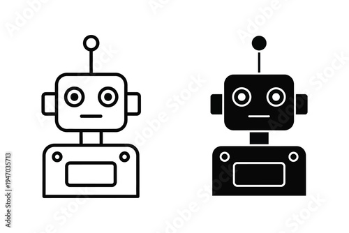 Retro Toy Robot Icons for Technology and AI Concepts