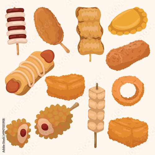 Illustration of fast food street food junk food american food korean food spicy food salty