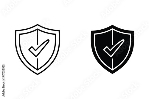 Security Shield Icons with Verified Protection Checkmark