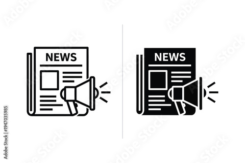 Breaking News and Marketing Megaphone Icon Set