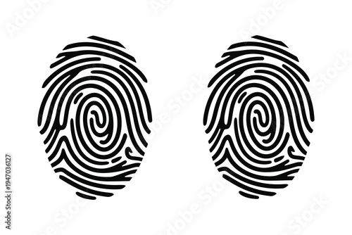 Fingerprint Identification Icons in Black and White