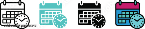 A colorful illustration of calendars and clocks for time management