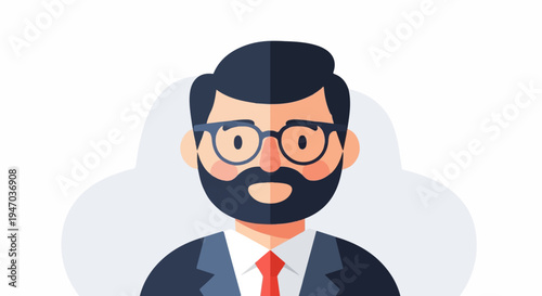 Bearded businessman wearing glasses and a suit