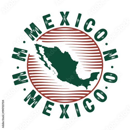Graphic depiction of mexico with its landmass and repeating text