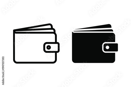Wallet Money Savings Icon - Outline and Solid Financial Purse Vector Asset