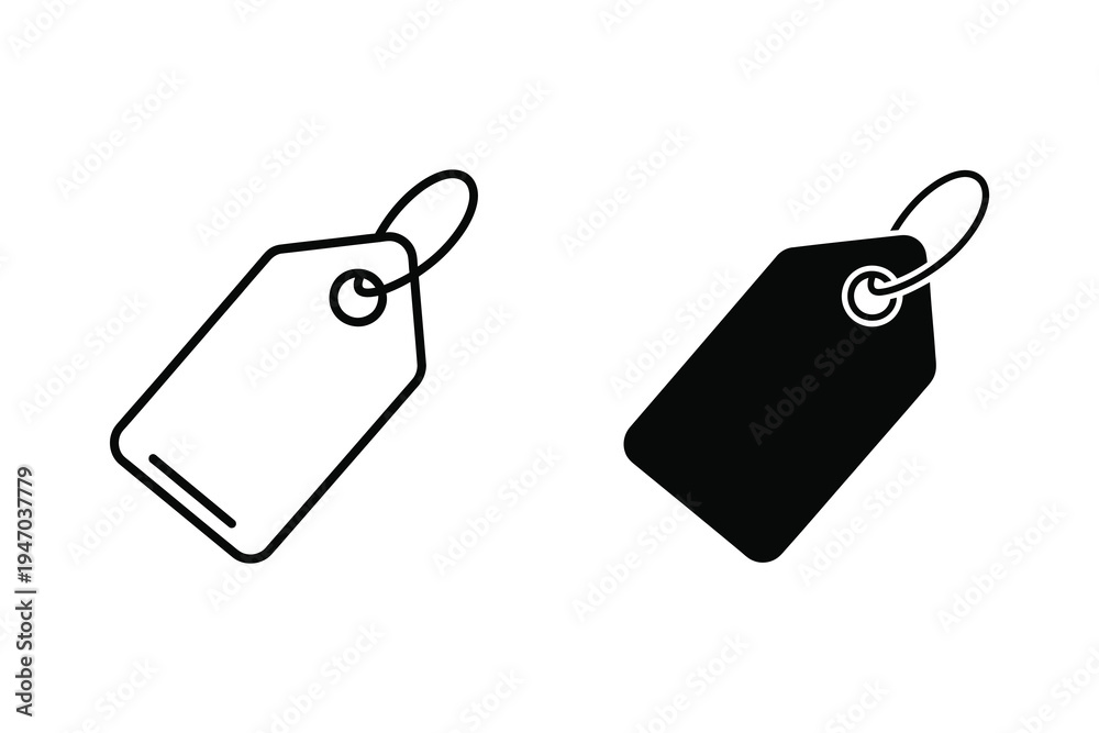 Fototapeta premium Blank Price Tag Icon in Outline and Solid