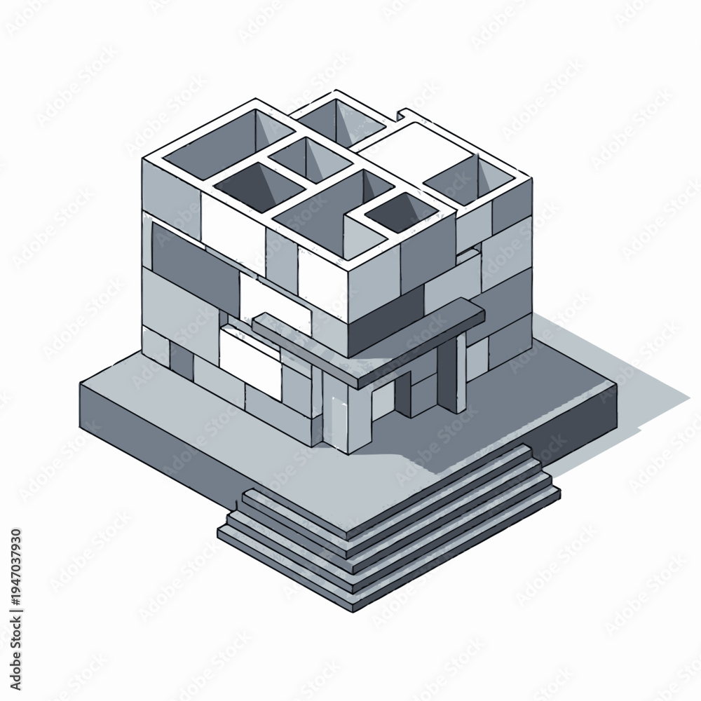 Fototapeta premium Isometric illustration of a modern building.