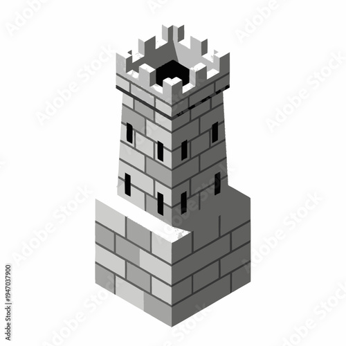 3D isometric illustration of a castle tower.