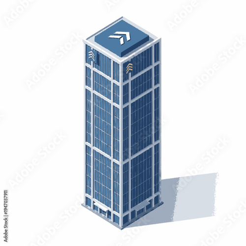 Isometric illustration of a modern skyscraper building.