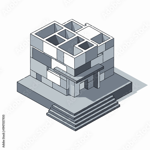 Isometric illustration of a modern building.