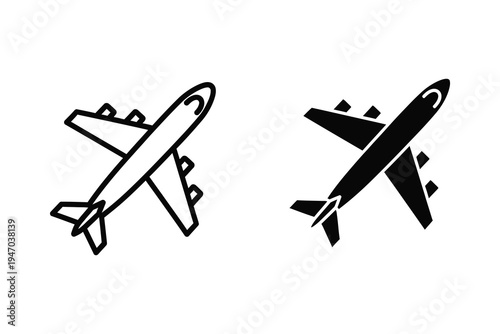 Airplane Flight Icons for Travel Tourism and Aviation Business