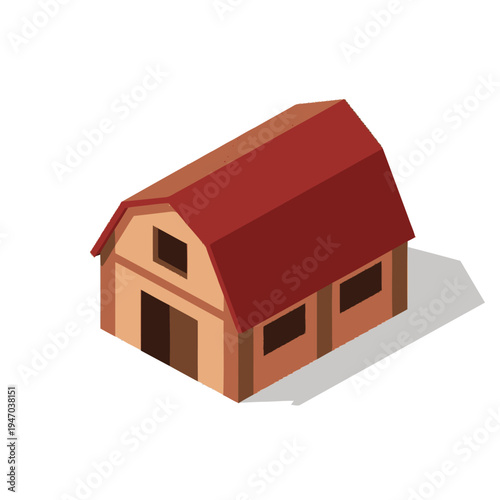 A simple illustration of a barn house.