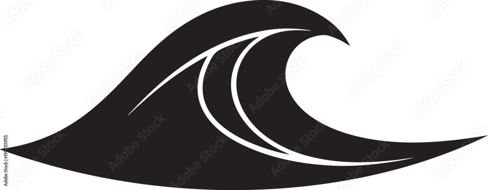 Fototapeta premium Black wave icon vector