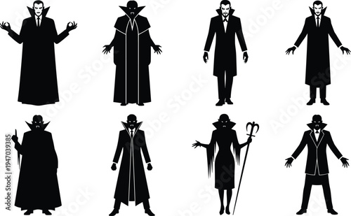 Fashion women silhouettes in dresses vector illustration