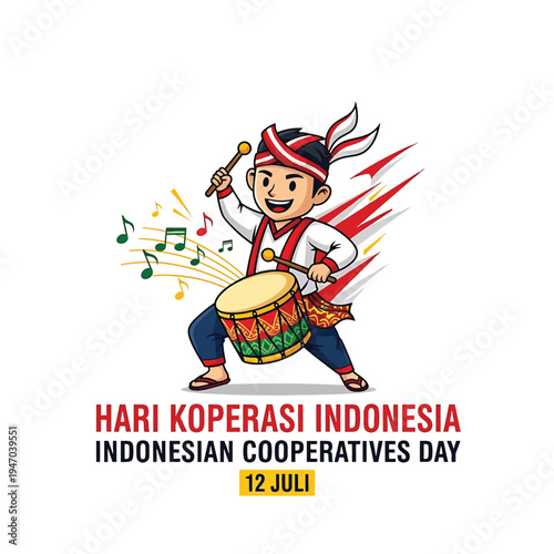 Indonesian Cooperatives Day Drummer Character