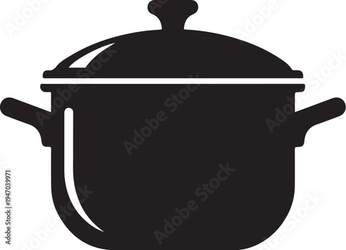 Black pot with lid vector icon