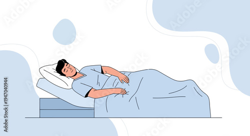 Man Sleeping Comfortably on Adjustable Bed with Elevated Head and Feet