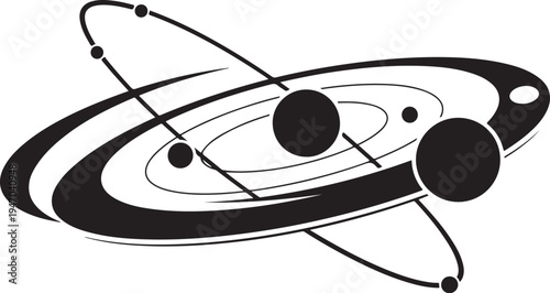 Vector solar system icon, black and white astronomy symbol
