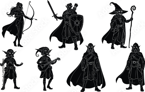 Silhouettes of women dancing in dresses