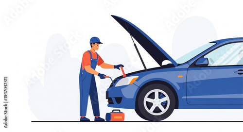 Mechanic Checking Car Engine.