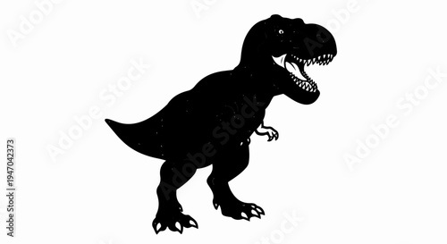 Black silhouette of a roaring dinosaur with sharp teeth and claws