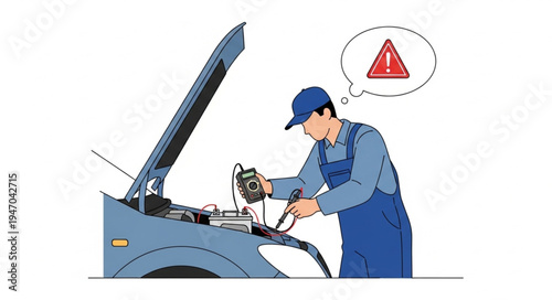 Mechanic Checking Car Engine Problem.